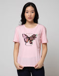 Details Short Sleeve T-Shirt Butterfly Chest Flocking