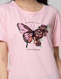 Details Short Sleeve T-Shirt Butterfly Chest Flocking