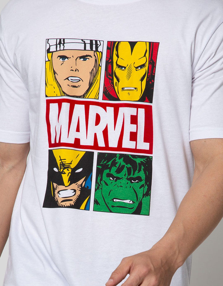 Marvel Characters Chest T-Shirt  Short Sleeve