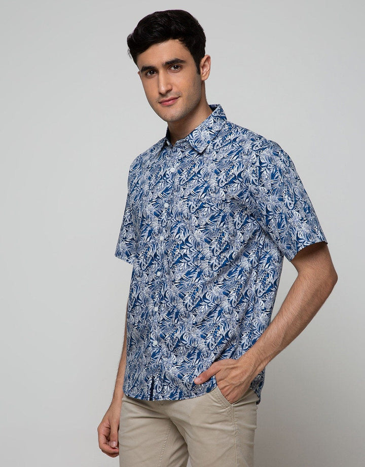 Cole Short Sleeve Shirt Woven Print Leaves