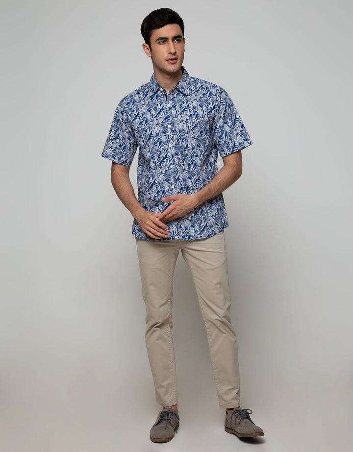 Cole Short Sleeve Shirt Woven Print Leaves