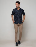 Details Short Sleeve Shirt Poplin Print Leaves