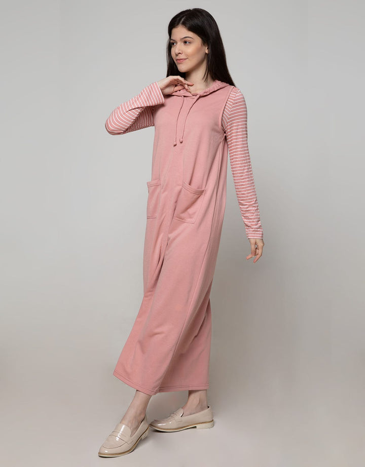 Exit Pinky Sporty Longdress With Hoodie