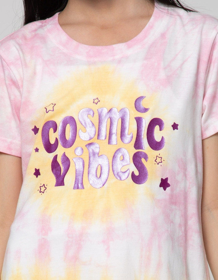 Nevada Short Sleeve Midi Dress T-Shirt 24S Print Tie Dye Cosmic Vibes:Pastel Purp:9-10:Ombre:Ss Midi Dre