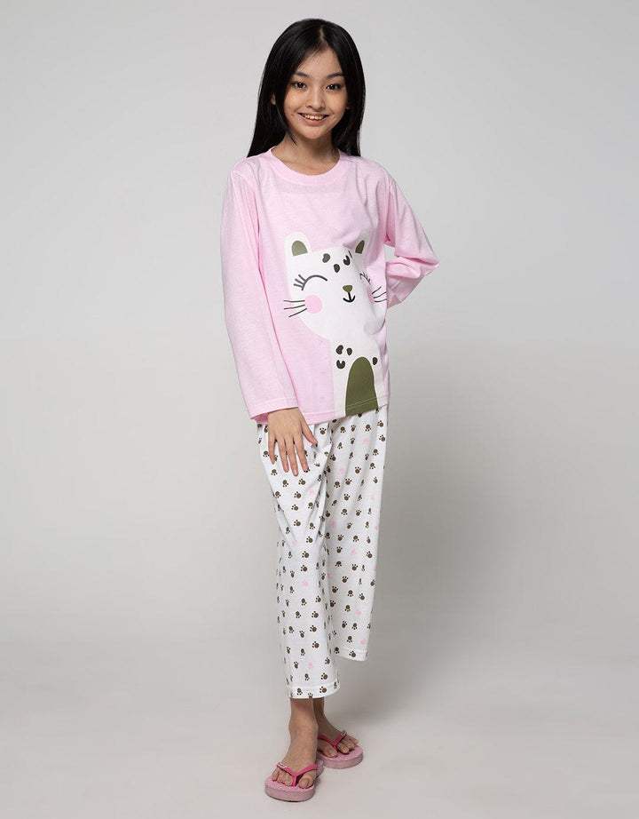 Kidz Too Top  Bottom Set Piyama Oblong Long Pants Cute Cat