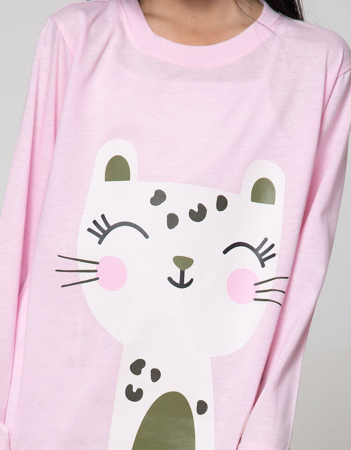 Kidz Too Top  Bottom Set Piyama Oblong Long Pants Cute Cat