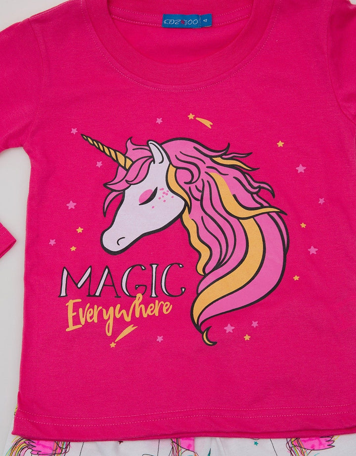 Kidz Too Top Bottom Unicorn Hair Pajama Set