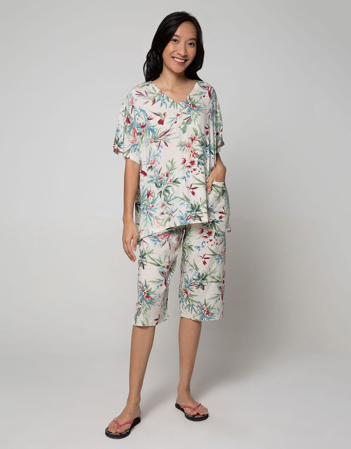 St. Yves Short Sleeve Pajama Capri Bird Park