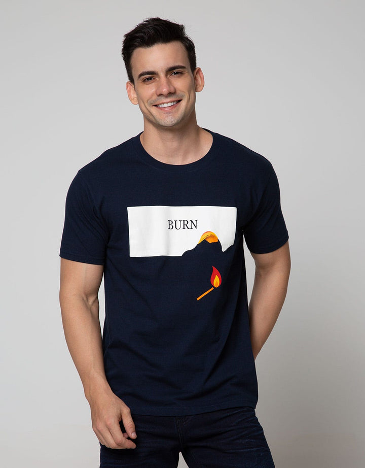 T Zone Short Sleeve T-Shirt Big Size Print Theme Graphic Burn
