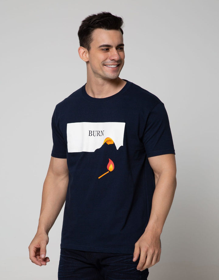 T Zone Short Sleeve T-Shirt Big Size Print Theme Graphic Burn