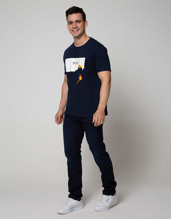 T Zone Short Sleeve T-Shirt Big Size Print Theme Graphic Burn