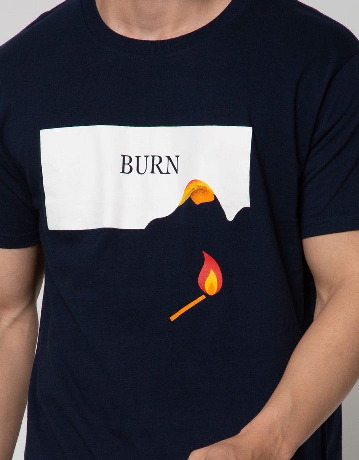 T Zone Short Sleeve T-Shirt Big Size Print Theme Graphic Burn