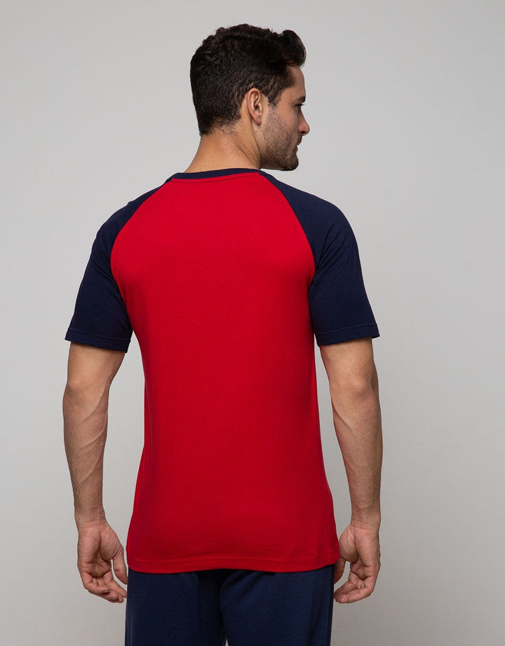 T Zone Short Sleeve Raglan T-Shirt Print Slogan Position