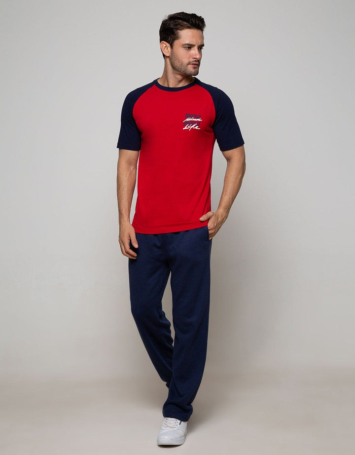 T Zone Short Sleeve Raglan T-Shirt Print Slogan Position