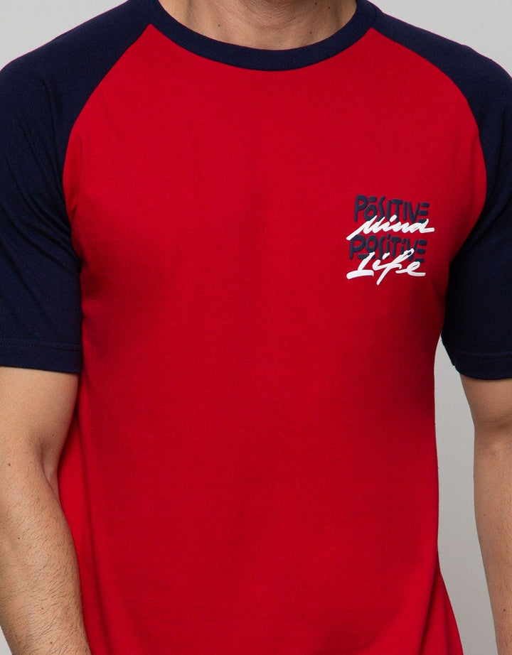 T Zone Short Sleeve Raglan T-Shirt Print Slogan Position