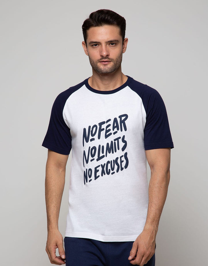 T Zone Short Sleeve Raglan T-Shirt Print Slogan No Fear