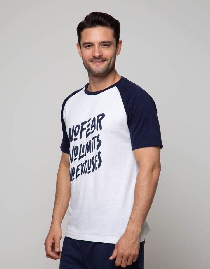 T Zone Short Sleeve Raglan T-Shirt Print Slogan No Fear