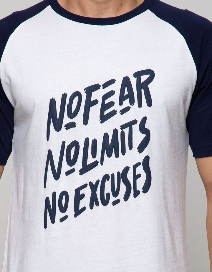 T Zone Short Sleeve Raglan T-Shirt Print Slogan No Fear