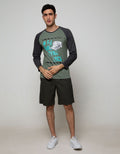 T Zone Long Sleeve Raglan T-Shirt Print Cap Series