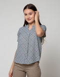 Connexion Short Sleeve Blouse Poly Print Antique Tiles