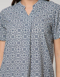 Connexion Short Sleeve Blouse Poly Print Antique Tiles