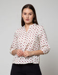 Connexion Blouse Print Matahari V-Neck Hai Collar