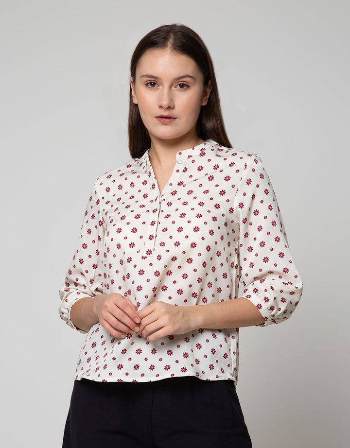 Connexion Blouse Print Matahari V-Neck Hai Collar