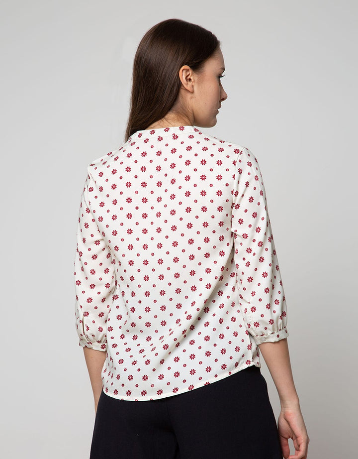 Connexion Blouse Print Matahari V-Neck Hai Collar