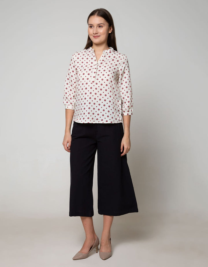 Connexion Blouse Print Matahari V-Neck Hai Collar
