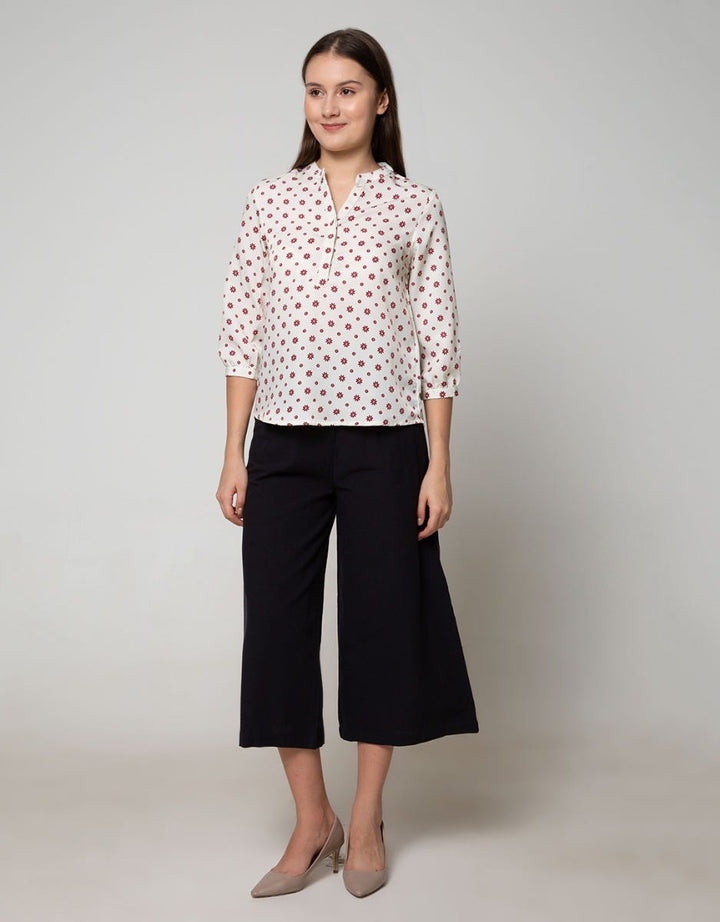 Connexion Blouse Print Matahari V-Neck Hai Collar