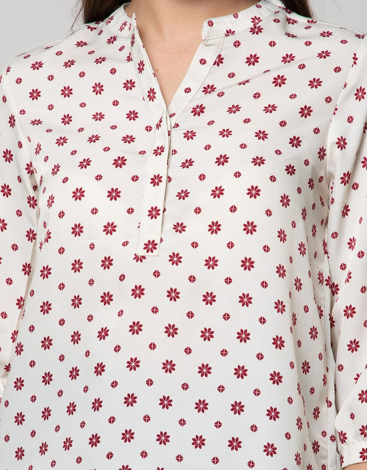 Connexion Blouse Print Matahari V-Neck Hai Collar