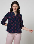 Connexion Blouse Print Matahari V-Neck Hai Collar