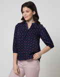 Connexion Blouse Print Matahari V-Neck Hai Collar