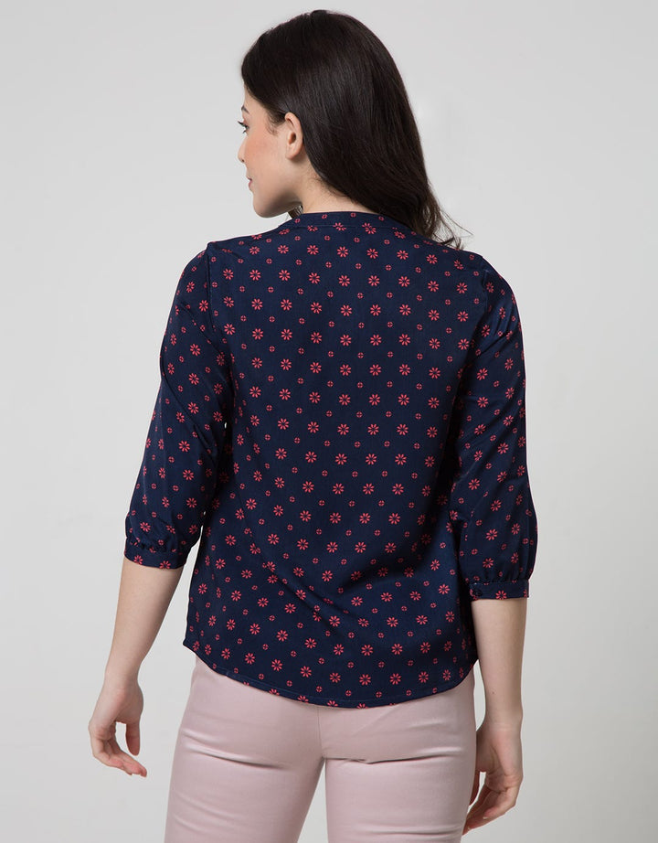 Connexion Blouse Print Matahari V-Neck Hai Collar