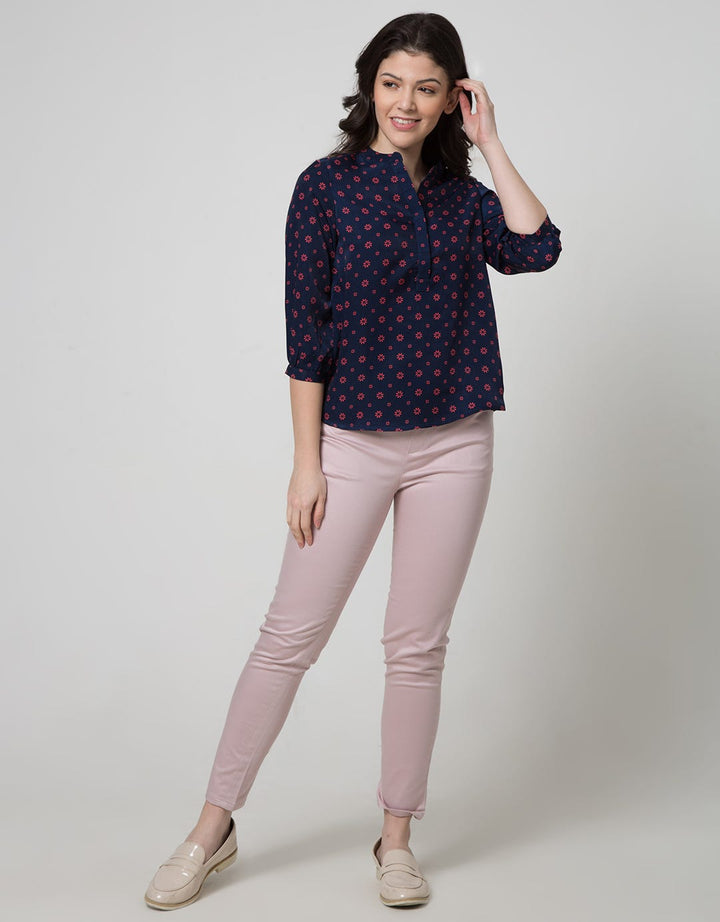 Connexion Blouse Print Matahari V-Neck Hai Collar