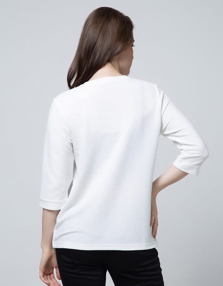 Connexion Long Sleeve T-Shirt Texture Knit Round Neck Big Hem