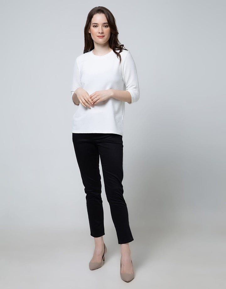 Connexion Long Sleeve T-Shirt Texture Knit Round Neck Big Hem