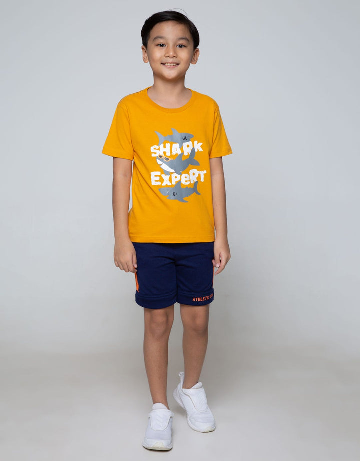 Little M Short Pants Knit Terry Rib Cut N Sewn Athletic Twill