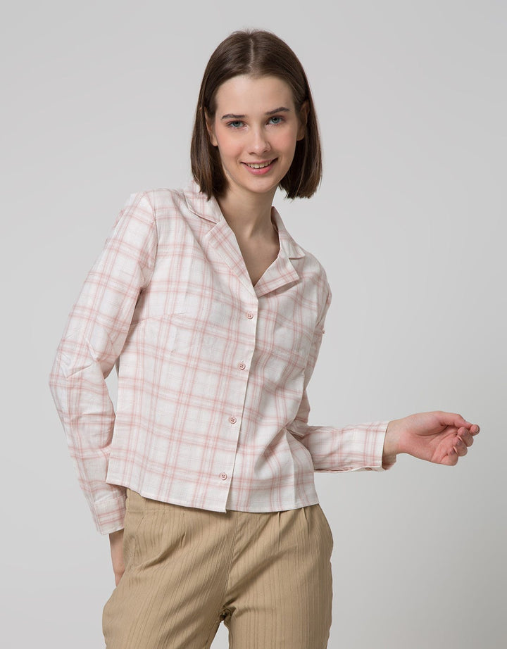 Details Long Sleeve Shirt Boxy Short Sleeve Check