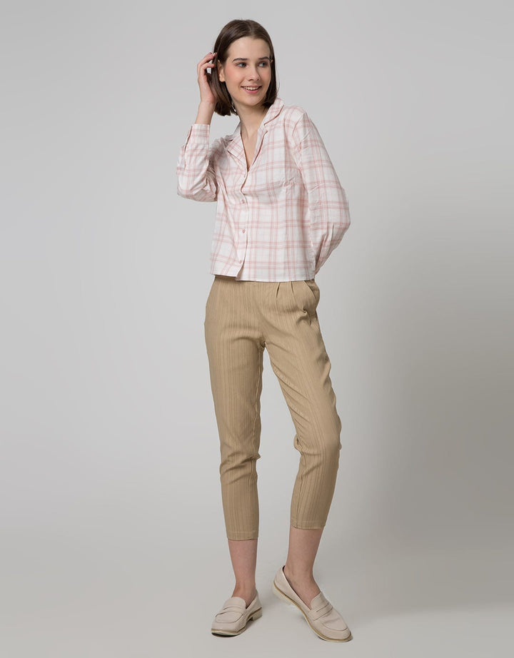 Details Long Sleeve Shirt Boxy Short Sleeve Check