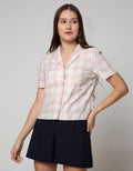 Details Short Sleeve Shirt Boxy Check Pink
