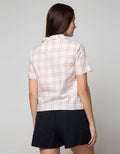Details Short Sleeve Shirt Boxy Check Pink