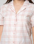 Details Short Sleeve Shirt Boxy Check Pink
