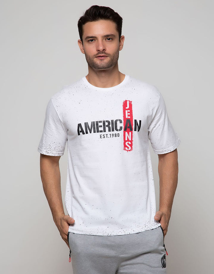 American Jeans Short Sleeve T-Shirt Full Print Red On