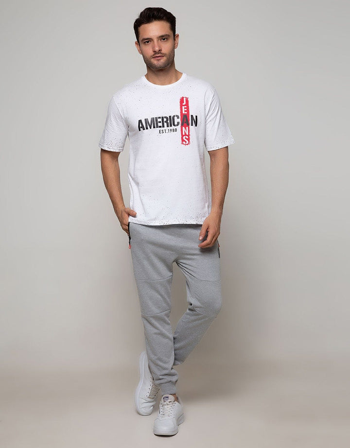 American Jeans Short Sleeve T-Shirt Full Print Red On