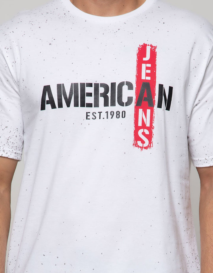 American Jeans Short Sleeve T-Shirt Full Print Red On