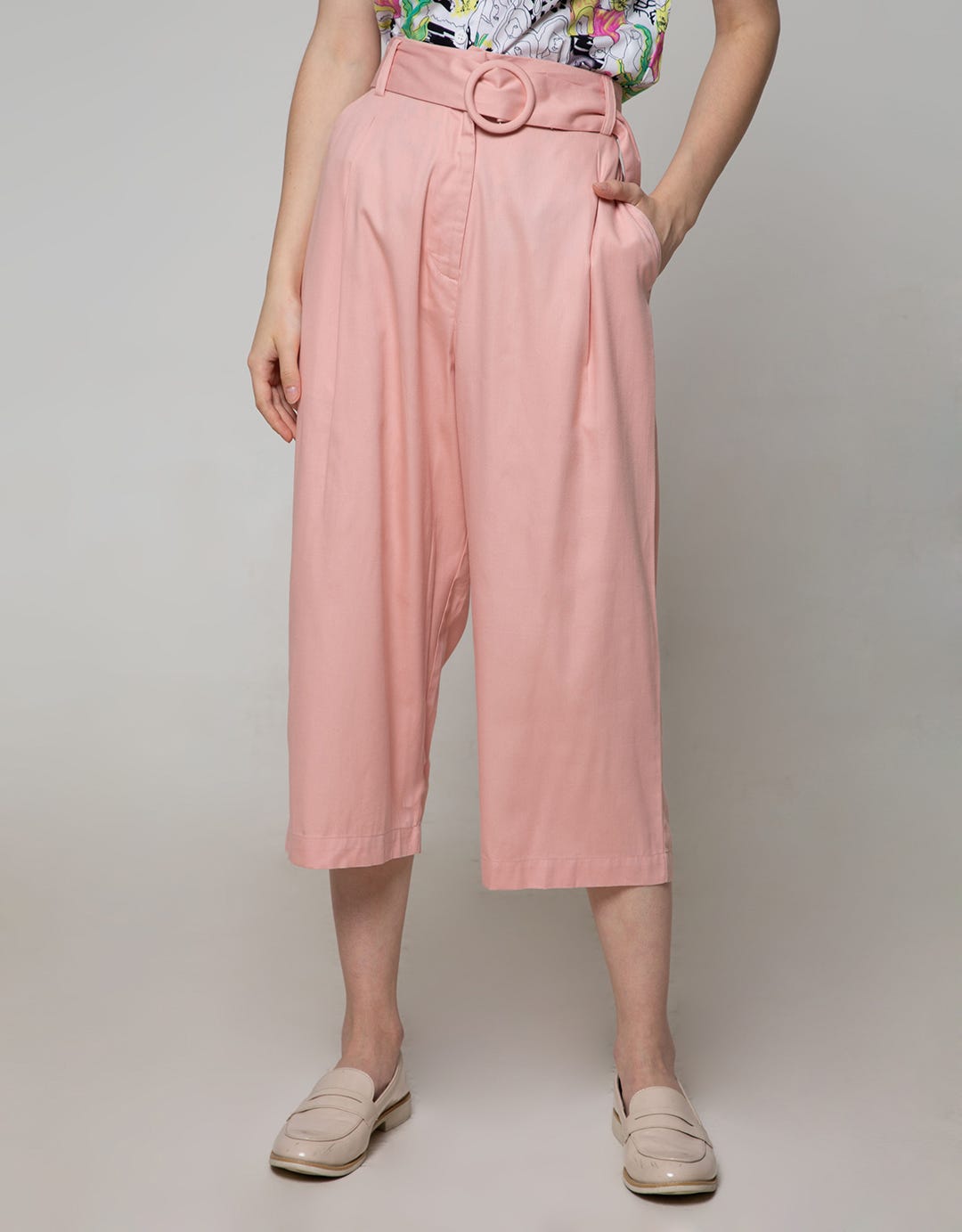 Details Long Pants Cullote With Belt