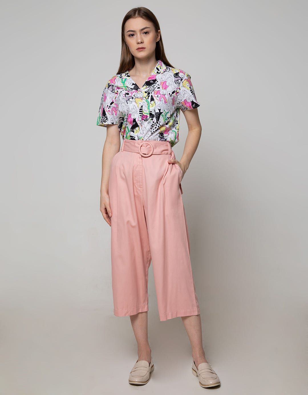 Details Long Pants Cullote With Belt