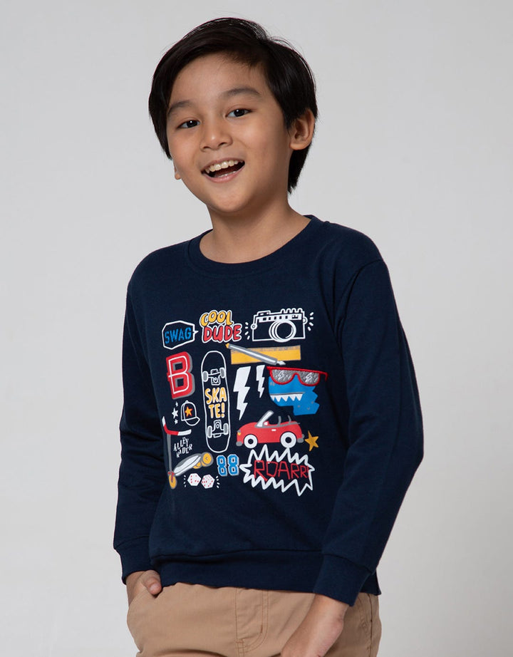 Little M Dino Embroidery Sweater