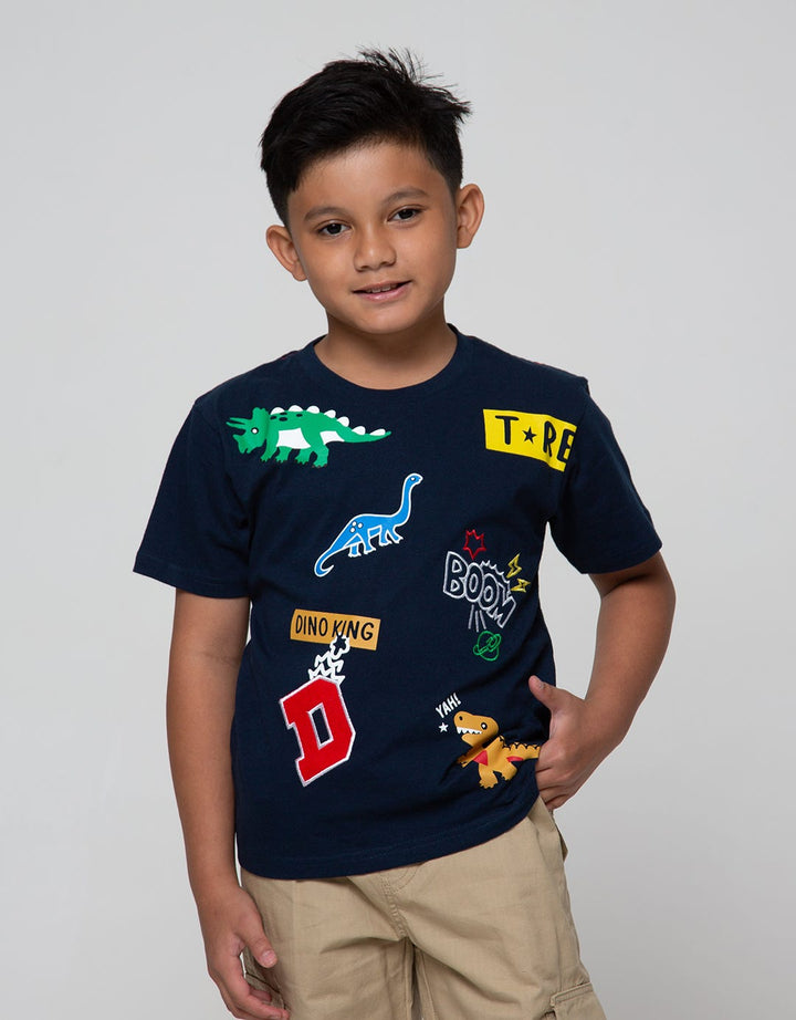 Little M Short Sleeve T-Shirt Dino Boom Bordir Laken